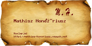 Mathisz Honóriusz névjegykártya